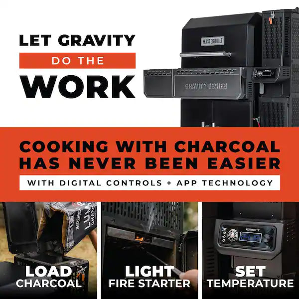 Masterbuilt 1150 Gravity Fed Charcoal BBQ Grill and Smoker with PIZZA OVEN ATTACHMENT