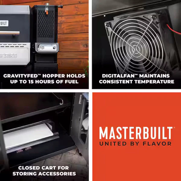 Masterbuilt 1150 Gravity Fed Charcoal BBQ Grill and Smoker with PIZZA OVEN ATTACHMENT