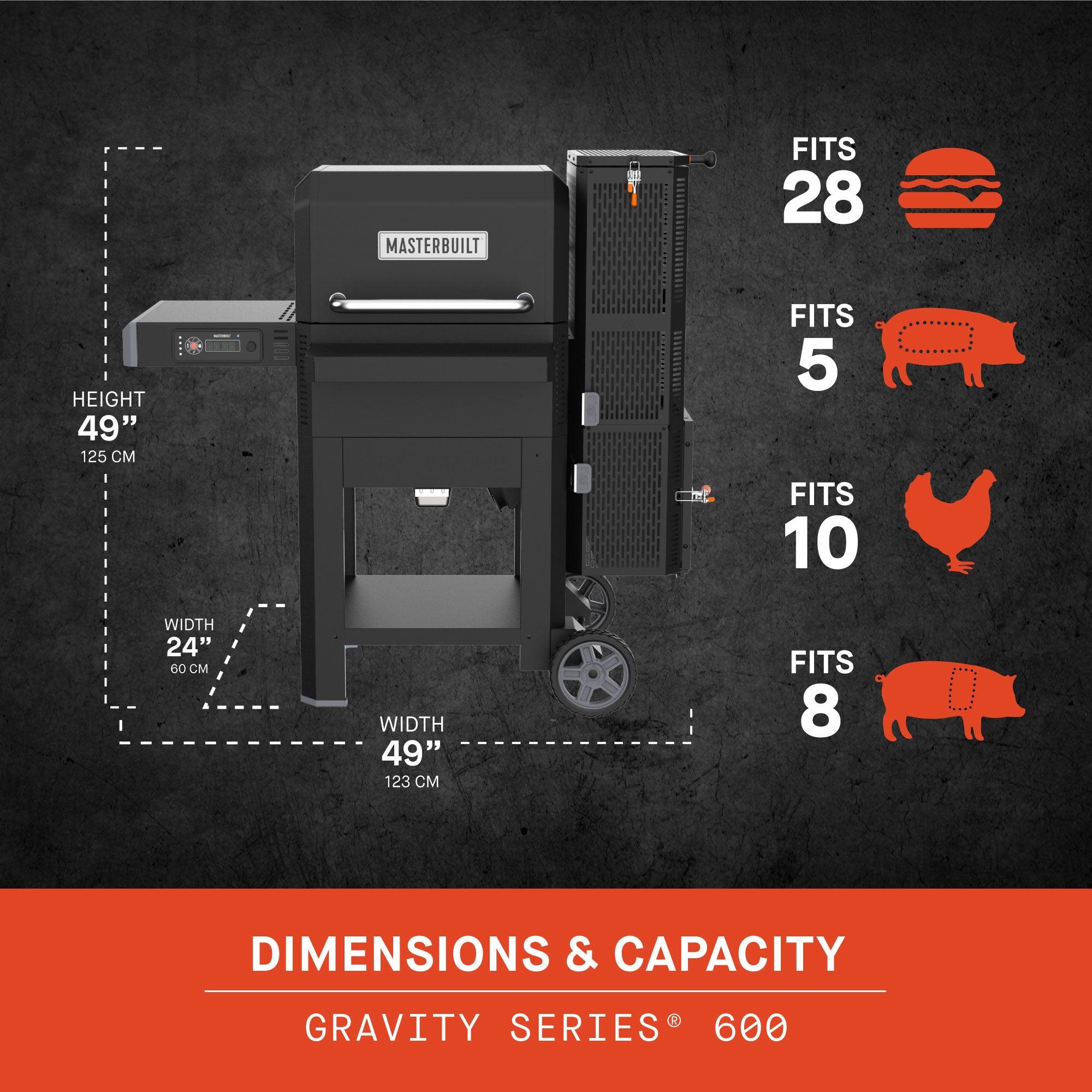 Masterbuilt Gravity Series 600 Digital WiFi Charcoal Grill and Smoker with PIZZA OVEN ATTACHMENT